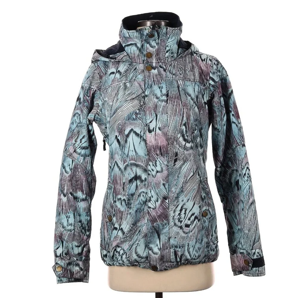 Burton Feathers Print Snow Snowboarding Ski Puffer Jet Set Dryride Jacket Coat